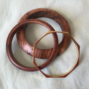Wood & Brass Bangle Trio